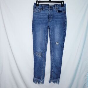FREE PEOPLE Womens Distressed Raw Hem Skinny Jeans Size 27